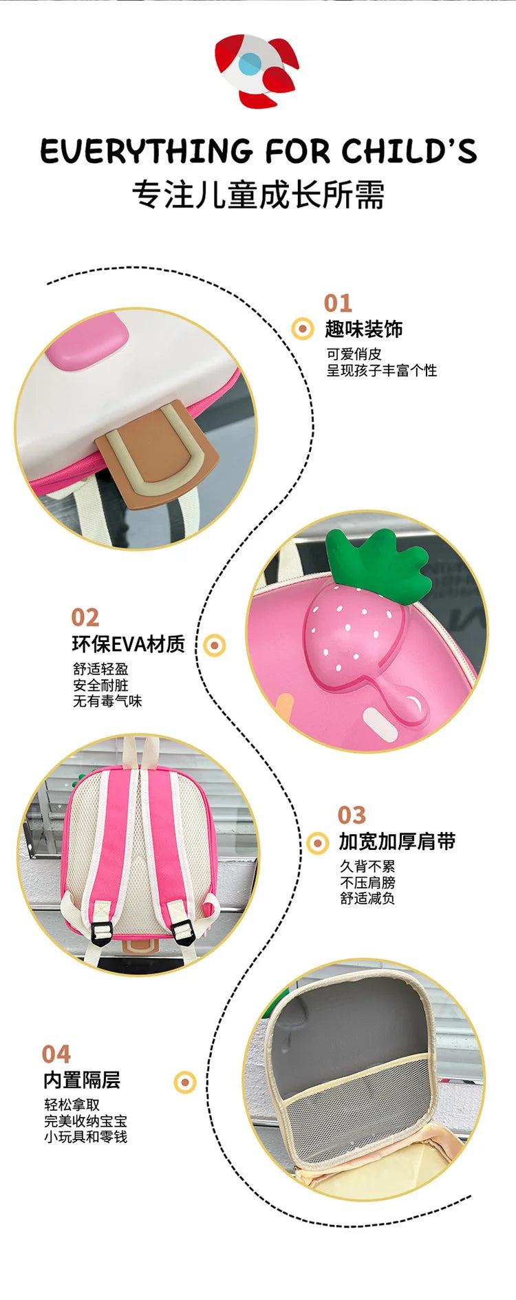 Ice Cream Children's Backpack Fashion Princess Schoolbag Kindergarten Baby Shoulders Bag 3D Cute Bookbag Kids Birthday Gifts