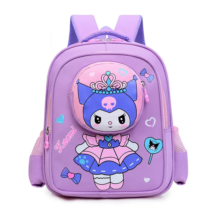 2024 New Sanrio Kuromi Cute Student School Bag Cartoon 3d Stereo Kindergarten Backpack Children's Travel Bag Gift