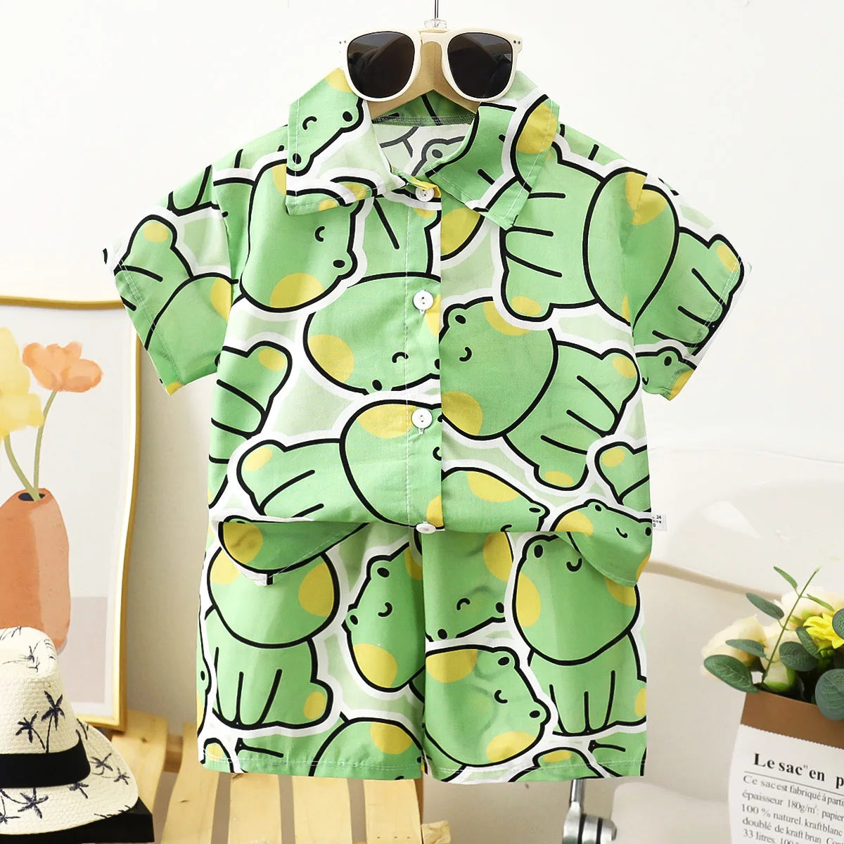 2PC Summer Baby Boys Clothes Set Children Boys Cartoon T-shirts + Shorts  Beach Outfits Kids Boys Tracksuits Vacation Suits