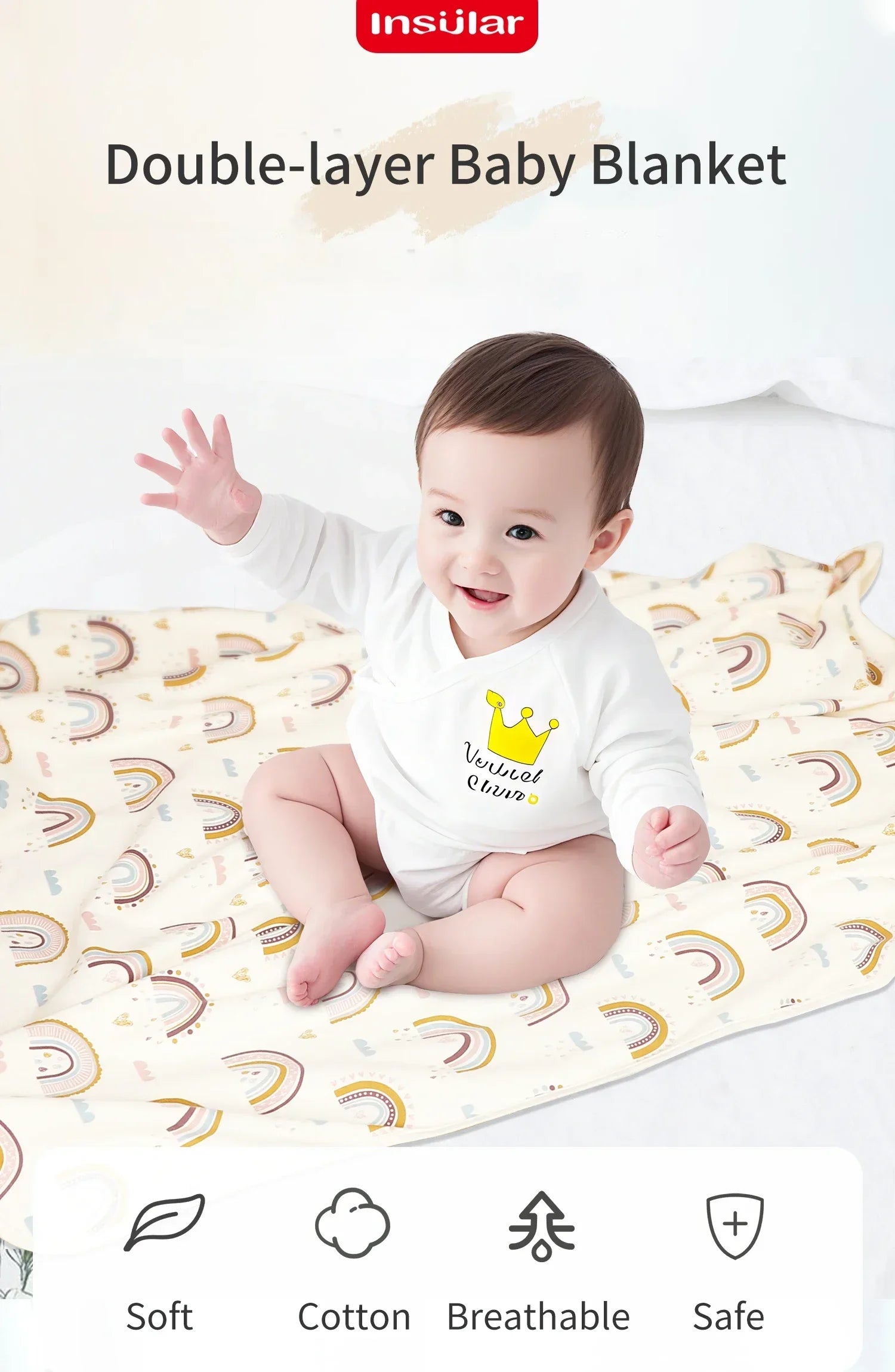 Infant knit Swaddling Quilt 2-layer Baby Blanket Skin-friendly Child Soft Cover 100% Cotton Kids Nap Blanket Breathable 1-3Y