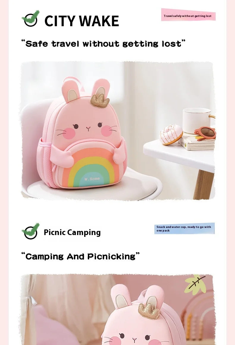 2025 New Arrival Cute Bear & Bunny Kids Backpack - Lightweight School Bag for Preschool Boys Girls, Adorable Toddler Travel Bag