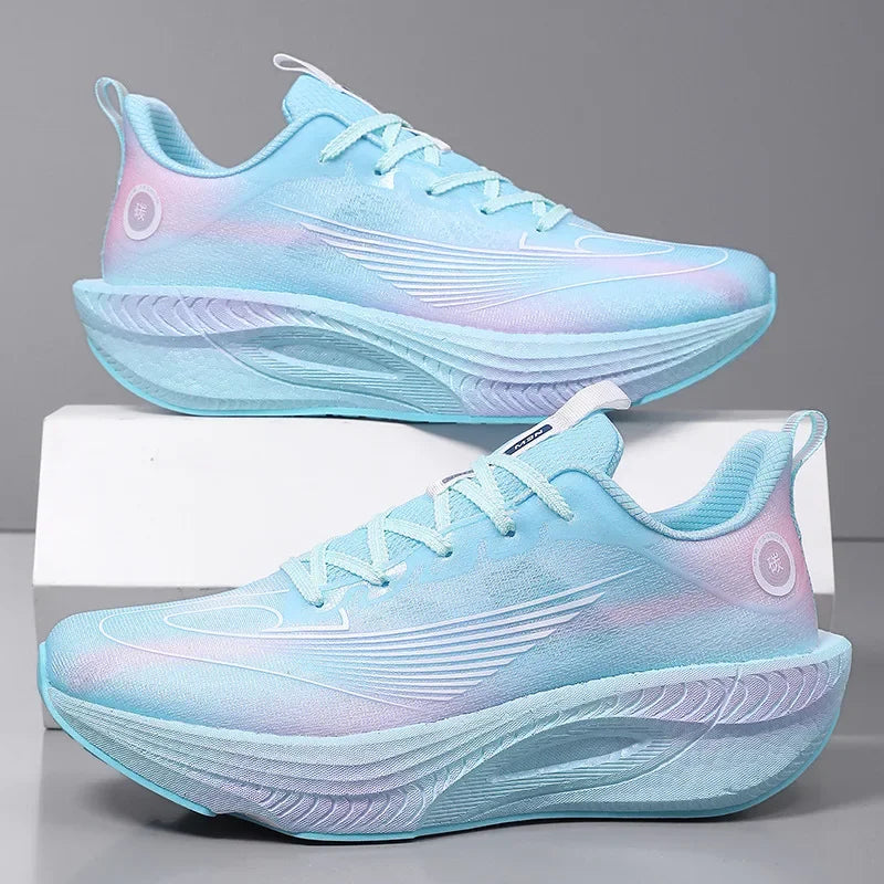 Unisex Breathable Mesh Running Shoes Lightweight Shock Absorption Carbon Plate Casual Versatile Sports Sneakers for Couples