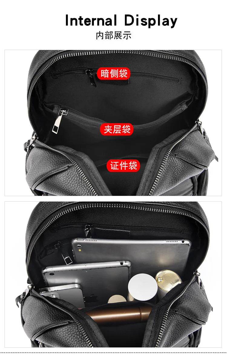 Genuine Leather Women's backpack New Fashion Trendy Soft cowhide backpack for lady large capacity travel commuting backpack