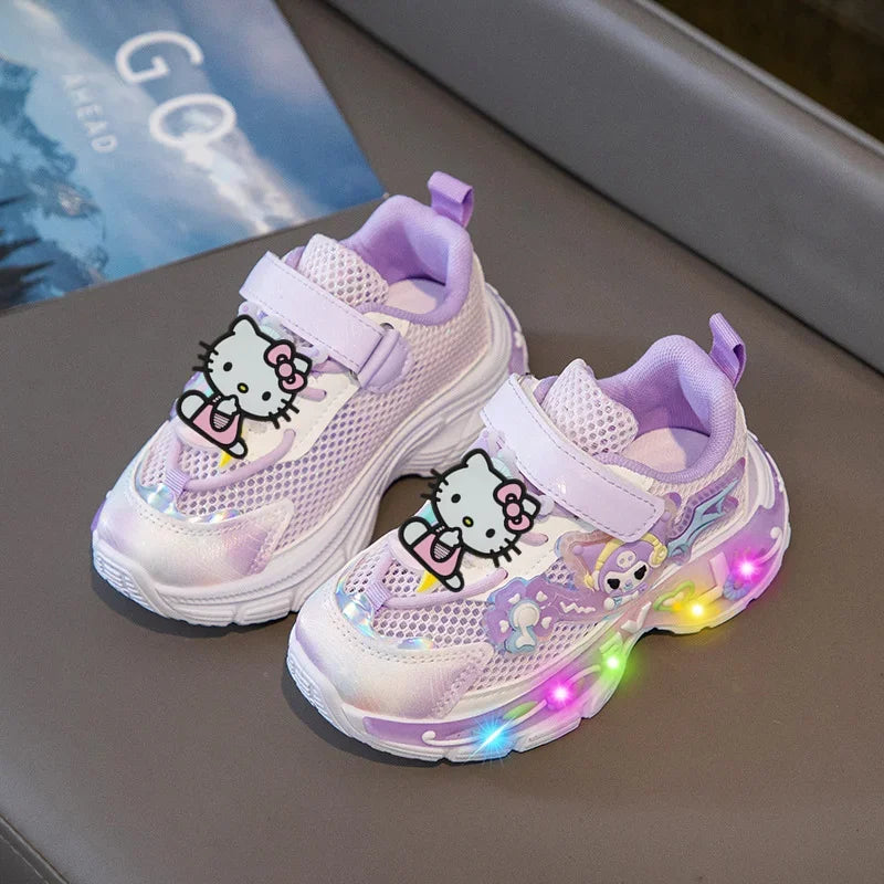 summer/fall twirl button lighted casual shoes Sanrio hello kitty girl sneakers kuromi spring new lighted running shoes