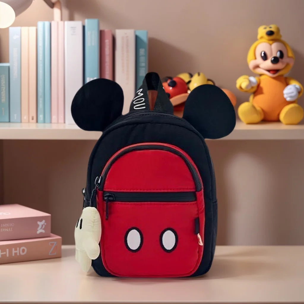 Mickey Backpack Three Layer Disney Schoolbag Lightweight Cute Children's Backpack With A Pendant