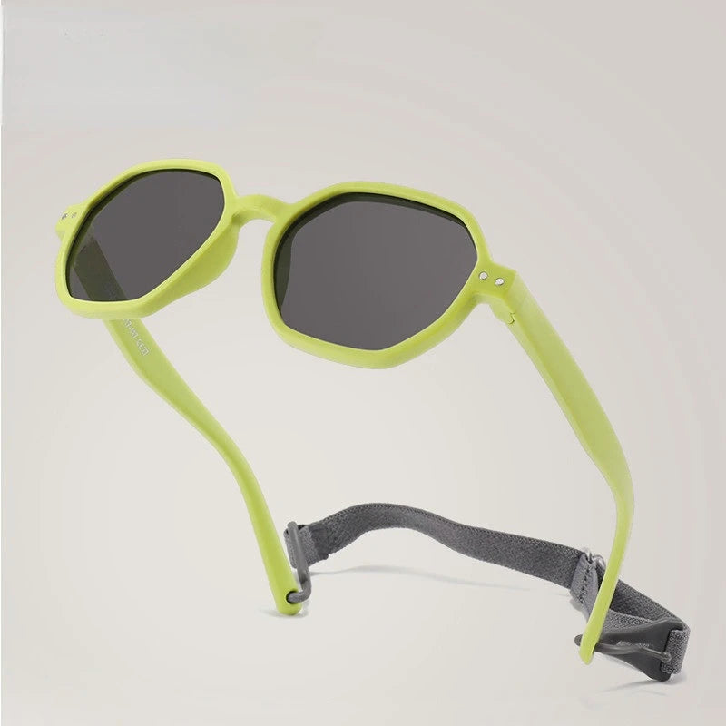 Baby Sunglasses with Strap Polarized Flexible Polygon UV400 for Infant Toddler Boys Girls Age 0-36 Months