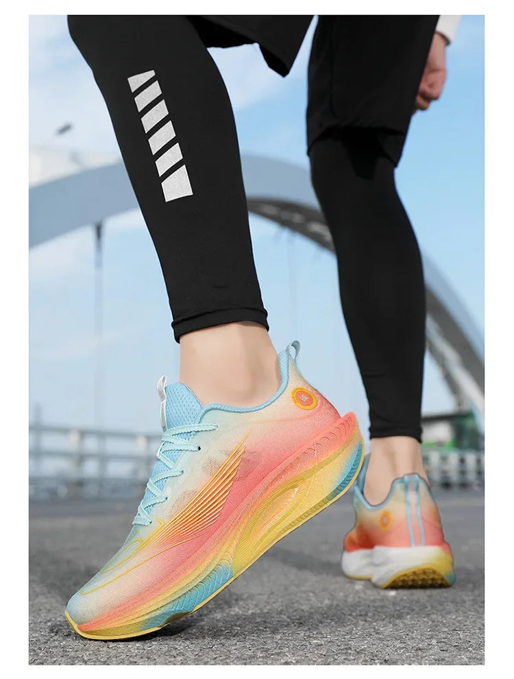 Unisex Breathable Mesh Running Shoes Lightweight Shock Absorption Carbon Plate Casual Versatile Sports Sneakers for Couples