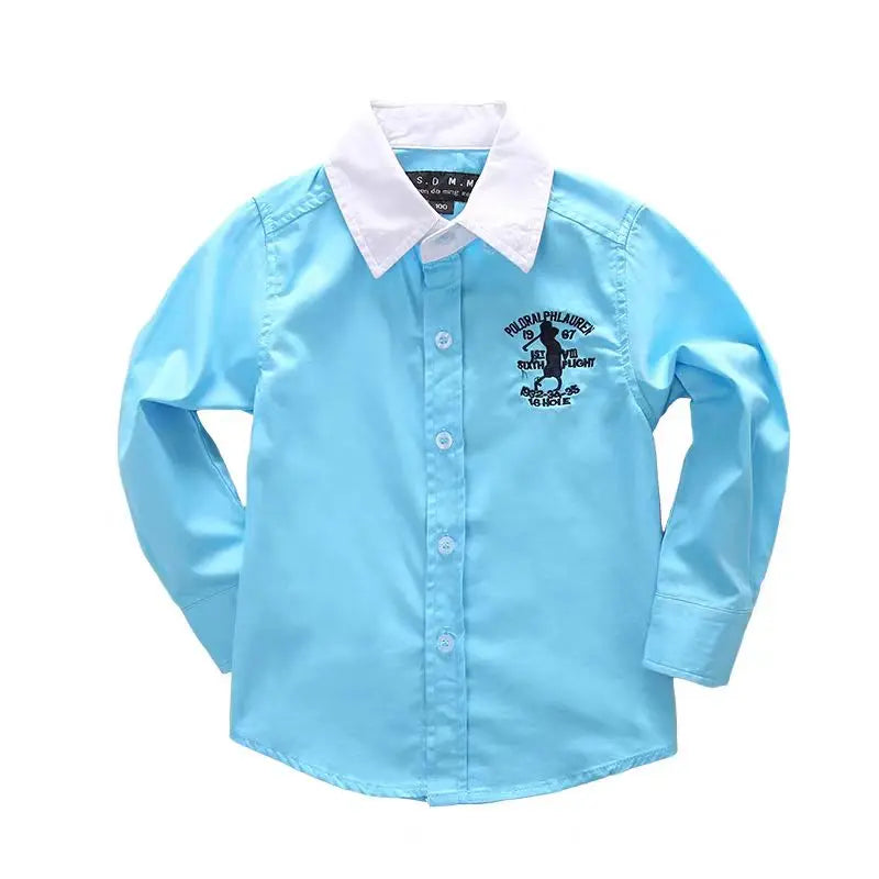 Boys Clothing Birthday party Kids shirt school uniform shirts Autumn Long Sleeve embroidery Little Horse pattern Children Tops