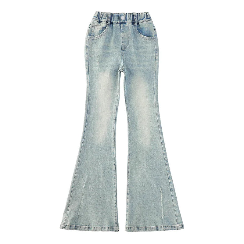 Children Boot Cut Jeans Trousers For Girl Fashion Design Denim Flared Pants for 5 7 8 9 10 11 12 13 14Years Kids Slim Cool Jeans