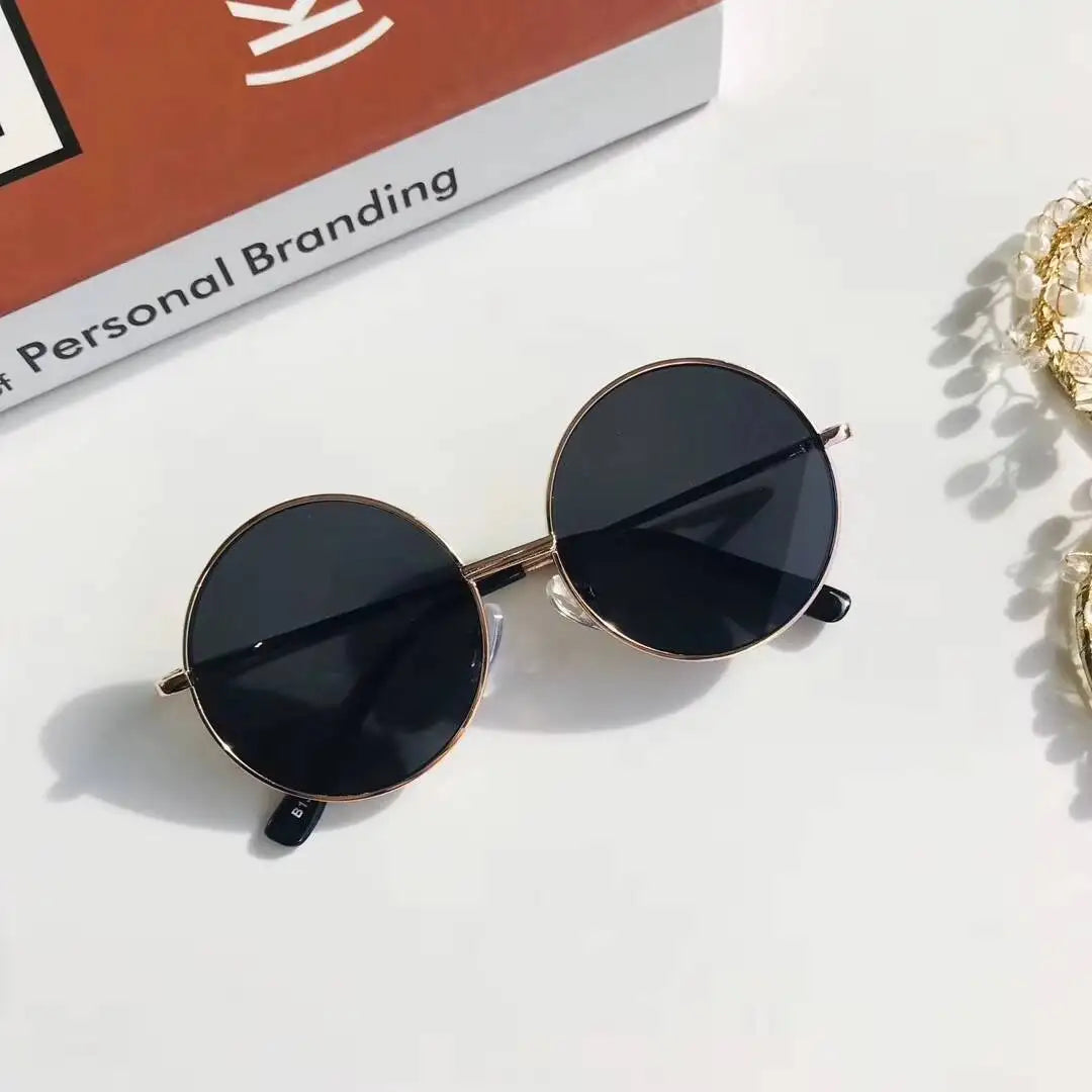 2025  Children's 2-8 Years Old Baby Glasses British Style Metal Sunglasses Sun Visors Sunglasses New Round Frame