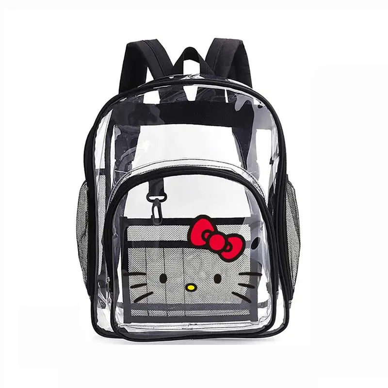 Sanrio Hello Kitty Y2K Waterproof Transparent Backpack Cute Cinnamoroll Cartoon Pvc Large Capacity Storage Bag Student Schoolbag