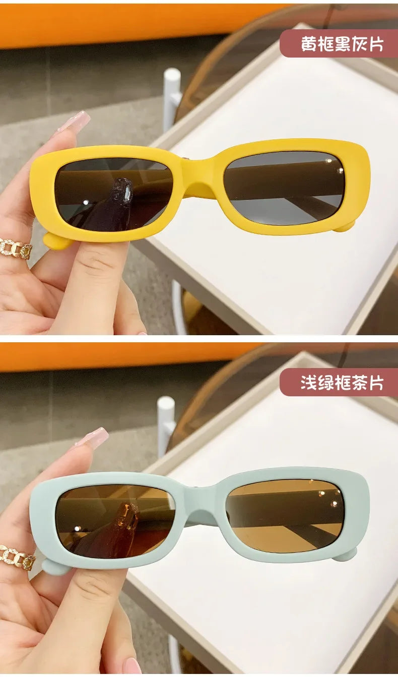 New Trend Children's Fashion Sunglasses Travel Summer Beach Outdoor UV400 Shades Retro Baby Girl Boy Small Rectangular Eyewear