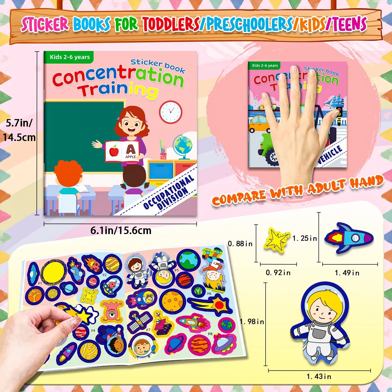 Children's Reusable Stickers Books Cartoon Stationery Stickers for Kids Early Education Cartoon Cute Stickers for Children Gift