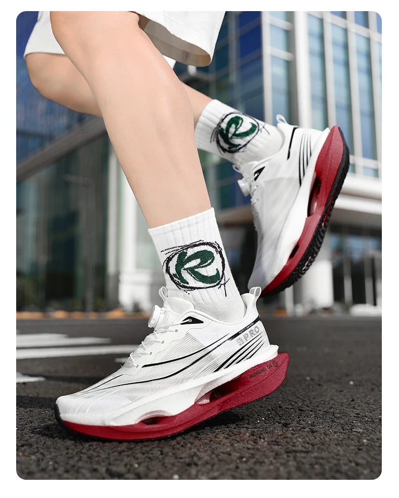 Men Running Shoes Carbon Plate Speciality Marathon Sports Breathable Lightweight Women's Comfortable Nonskid Leisure Sneakers