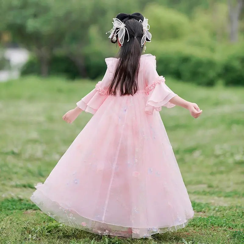 Infant Toddler Ancient Kid Traditional Dresses Chinese Baby Girl Costume Folk Dance Performance Child Fairy Pink Hanfu Dress