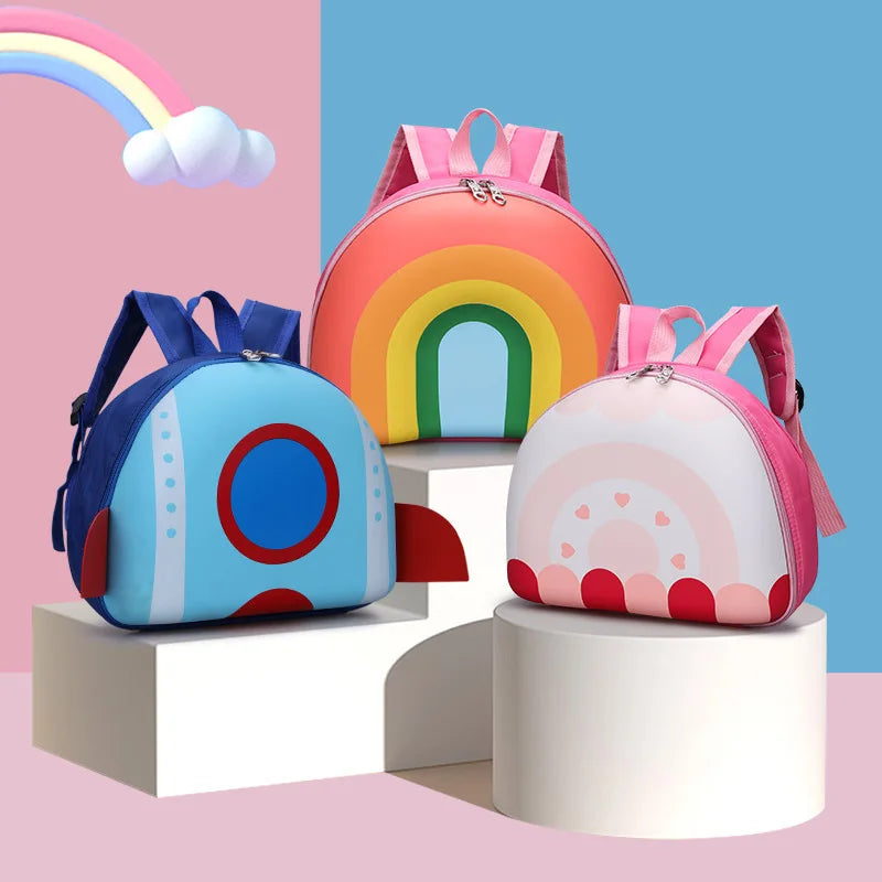 Children's Backpack Kindergarten Small Backpack Children's Rainbow Cake Image Large Opening Waterproof Backpack Kindergarten
