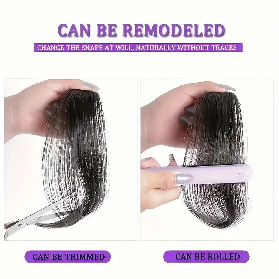 2pcs Side Bangs Synthetic Hair Extension Easy Clip In Gradient Bangs Natural Seamless Synthetic Fringe Hairpiece For Women Girls