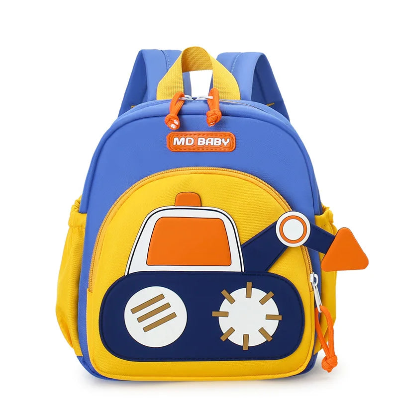 New Trendy Lightweight Nylon Kids Backpack Fashionable Excavator Design Casual Boys and Girl School Age School Bag Birthday Gift