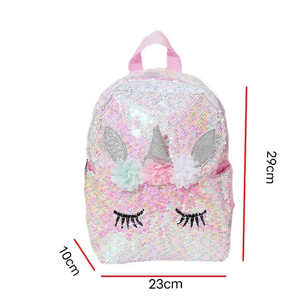 Unicorn Sequin Backpack Cartoon School Bag School Bookbag large capacity Book food Storage Double Shoulder Backpack Travel Bag