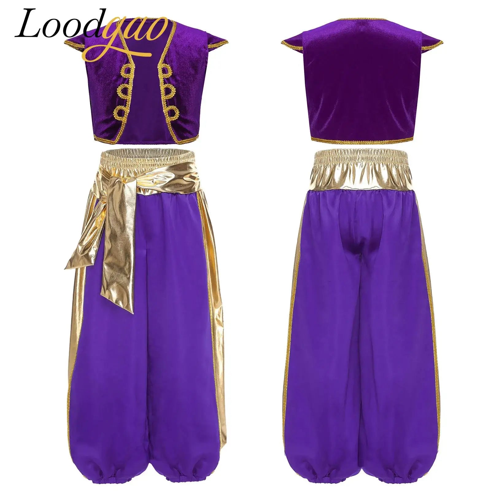 Boys Arabian Prince Costume Mythical Fairy Tale Set Performance Halloween Theme Party Outfit Fancy Dress Vests Bloomers