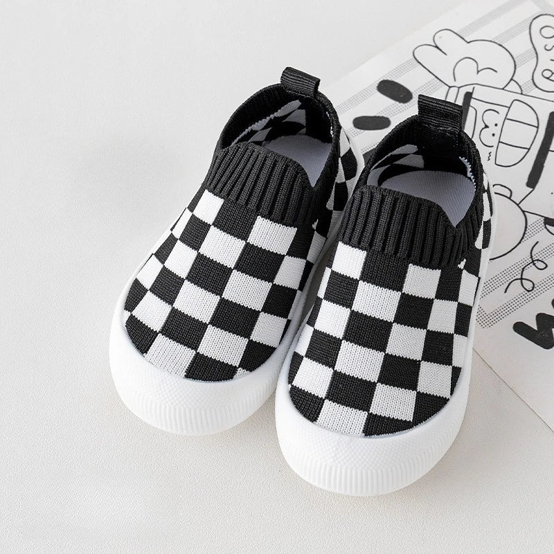 2025 New Arrival Slip-on Toddler Shoes Classic Plaid Baby First Walkers Boys Girls Spring Autumn Non-Slip Sneakers Sport Shoes
