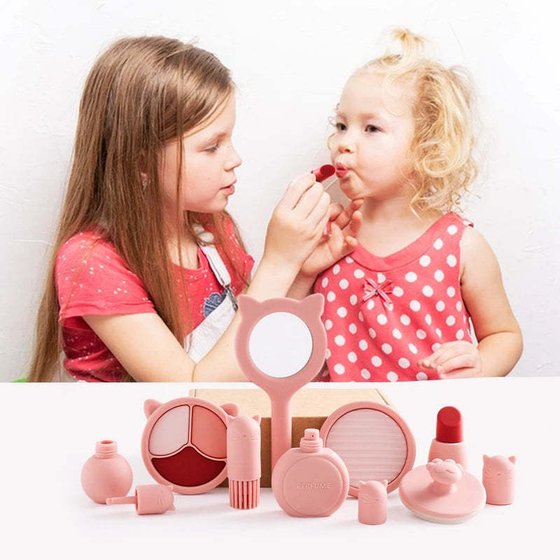 Silicone Baby Makeup Toys Set Simulation Pretend Cosmetics Toys Girls Playing House Game Children Early Education Montessori Toy