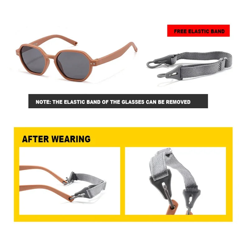 Baby Sunglasses with Strap Polarized Flexible Polygon UV400 for Infant Toddler Boys Girls Age 0-36 Months