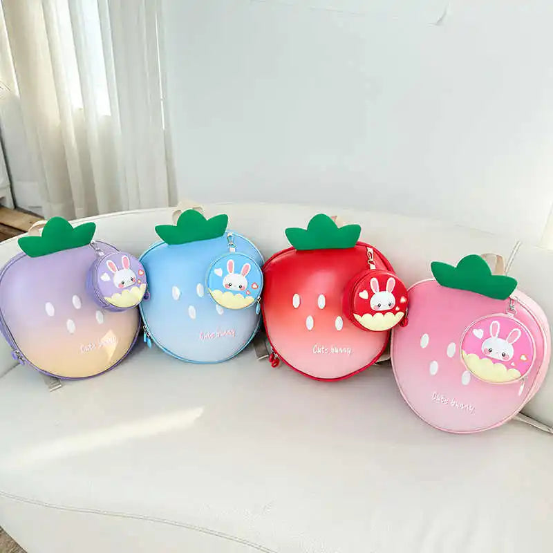 Cartoon Children Backpack 3D Strawberry Cute Toddler School Bags Fashionable New Outdoor Kids Eggshell Bag Accessories