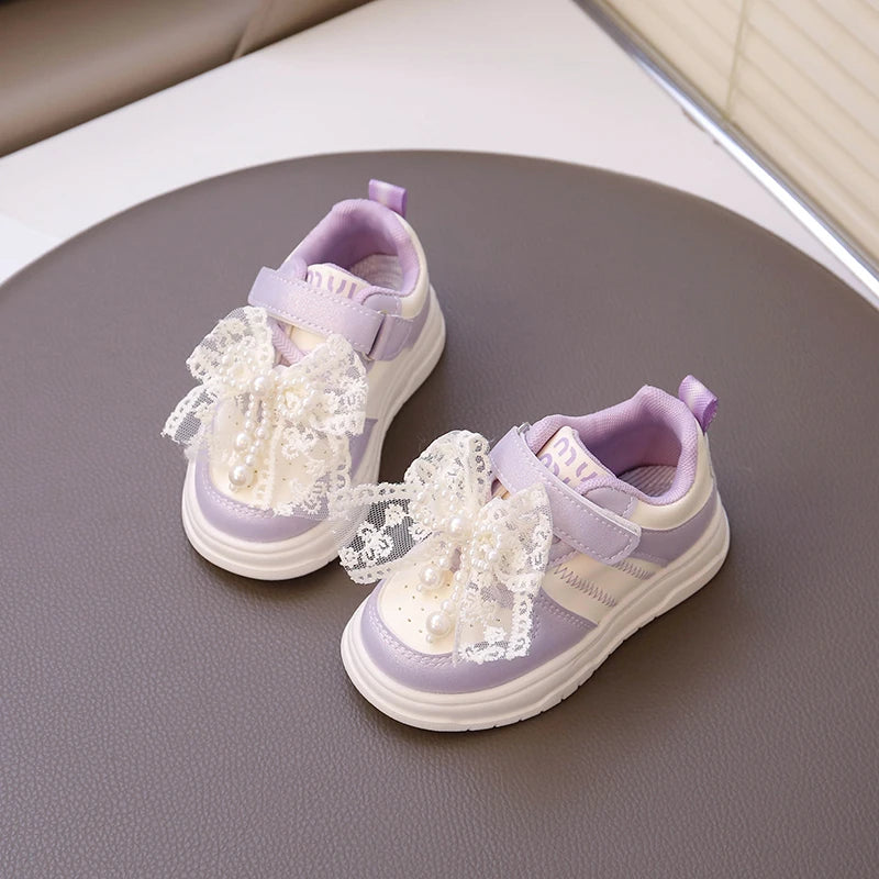 Children Casual Shoes for Girls 2025 Autumn New Fashion Korean Style Soft Breathable Non-slip Beautiful Butterfly Walking Shoes