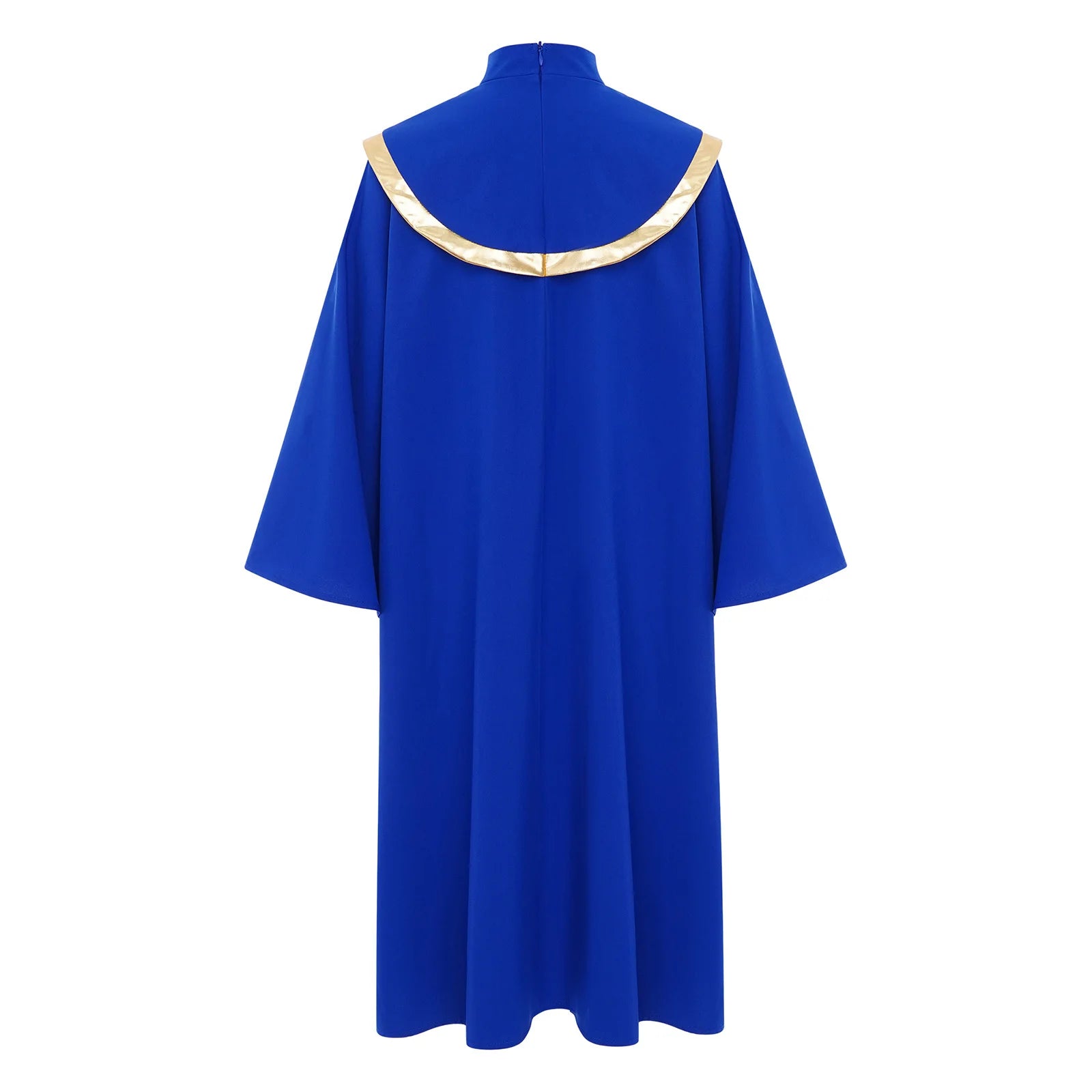 Kids Boys Girls Choir Robe Dress Worship Praise Dance Costume Long Sleeve Metallic Color Block Patchwork Pleated Ceremony Grown