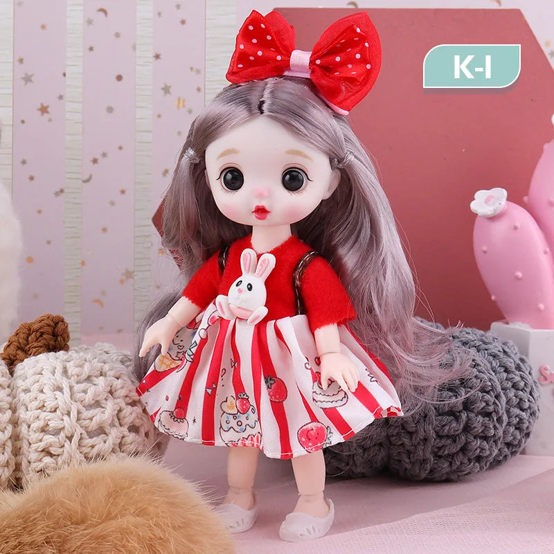 13 Movable Joints Cute Face Realistic Big 17cm BJD Doll Eyeball And Fashion Clothes Suit With Shoes Lolita Princess Doll Toy