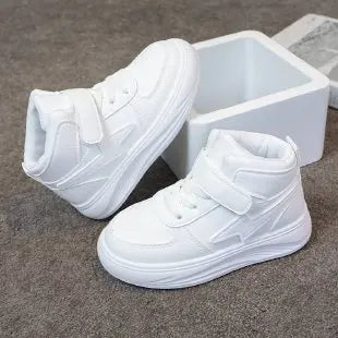 Children's Sneakers Autumn Winter Boys Sport Shoes Girls Warm Cotton Lined Casual Shoes White Student Shoes Teen Running Flats