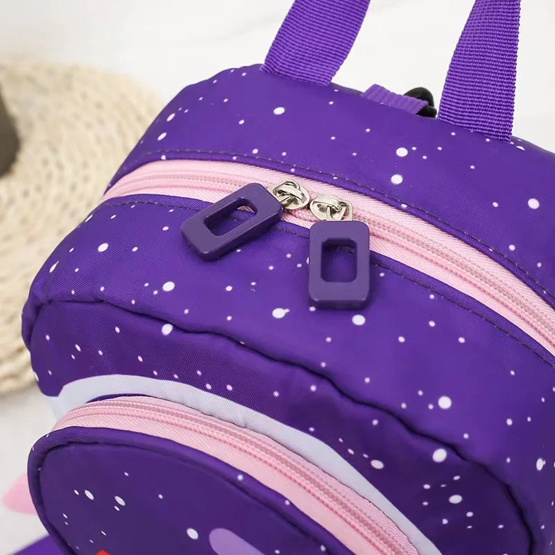 Kids Space Rocket Printed Children's Backpack Traction Rope Anti-lost Lightweight Kindergarten Schoolbag Early Education Bag