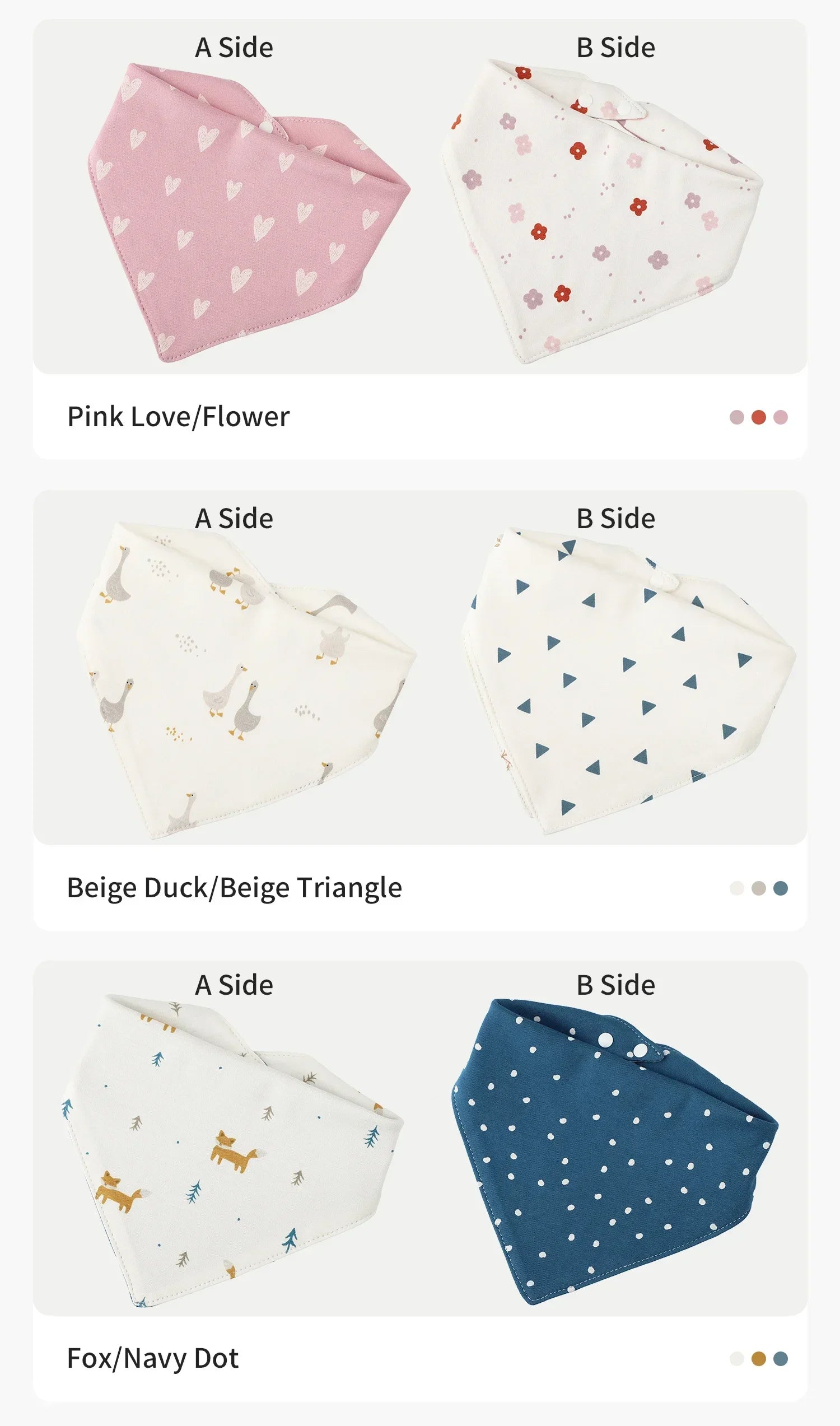 Baby Bib bib Bibs Skin-friendly Infant Soft Saliva Towel Triangular Type Kids Handkerchief 100% Cotton Double-sided Printed 3-8Y