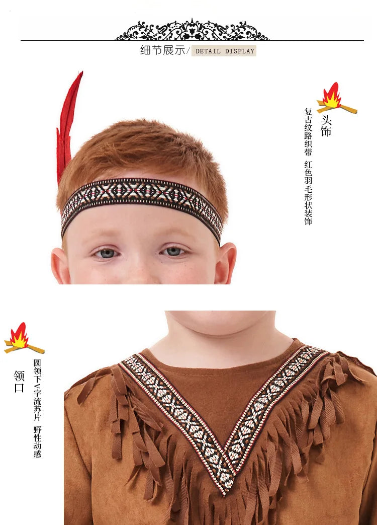 Boys Girls Indian Cosplay Costume Fancy Dress Halloween Party Cosplay Costume Festival Party Performance Costumes ﻿