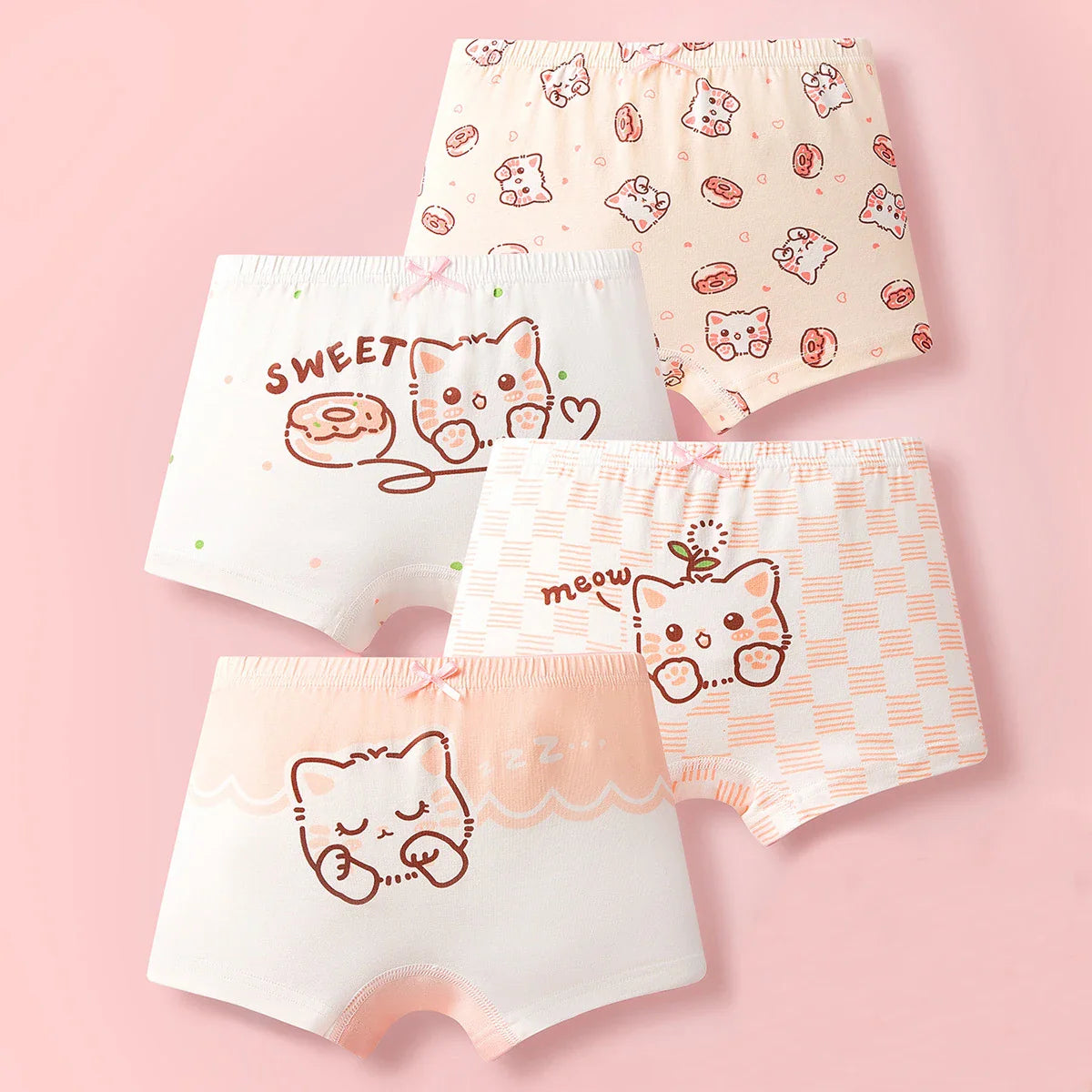 4pcs Cotton Girls Soft Panties Baby Lovely Character Pattern Cartoon Panty Students Boxer Briefs Kids Underwears Children Boxers