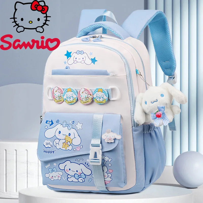 Cinnamoroll Backpack Badges Plush Pendant Casual Cute Cartoon Shoulder Bag Adjustable Shoulder Strap Ultralight Gear