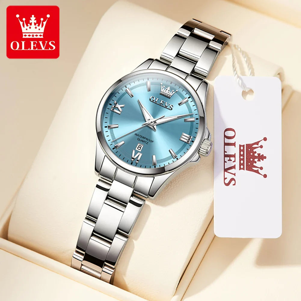 OLEVS Luxury Quartz Watch for Women Elegant Stainless Steel Women's Watches Gifts Waterproof Fashion Trend Simple Ladies Watch