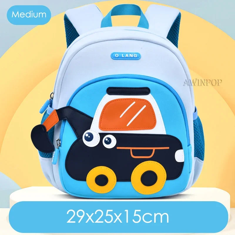 Cute Excavator School Bags for Boys Kids Cartoon School Backpack Breathable Waterproof Kindergarten Bag Mochila Infantil Kawaii