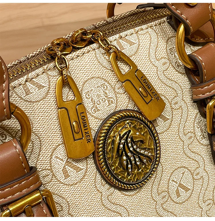 Women's handbag, fashionable and luxurious brand handbag, new 2025 high-end leather shoulder bag, designer retro crossbody bag
