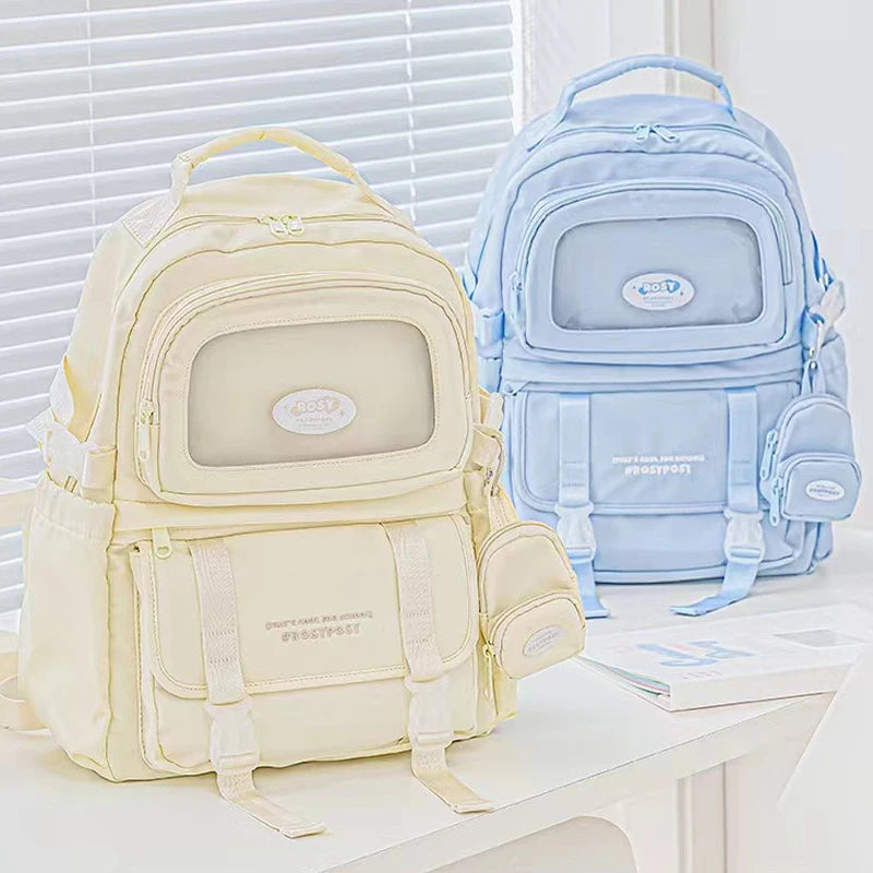Cream Style Backpack for High School Girls with High Looks and Large Capacity Backpack Computer Bag
