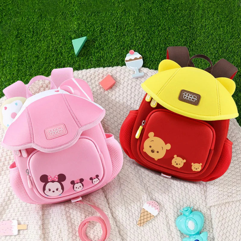 Disney TSUM TSUM Kindergarten Baby Schoolbag Children Girl Boy Cute Mushroom Shaped Backpacks Cartoon Mary Cat Princess Elsa