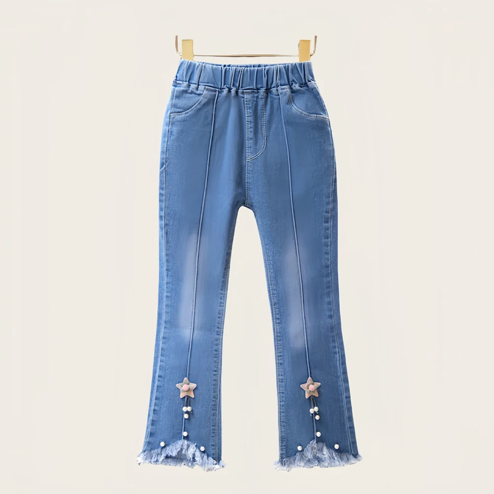 Children Infants Girls Casual Denim Pants Bow Tie Child Teenage Girl Jeans Clothes Fashion Kids Skinny Trousers Prints Clothing