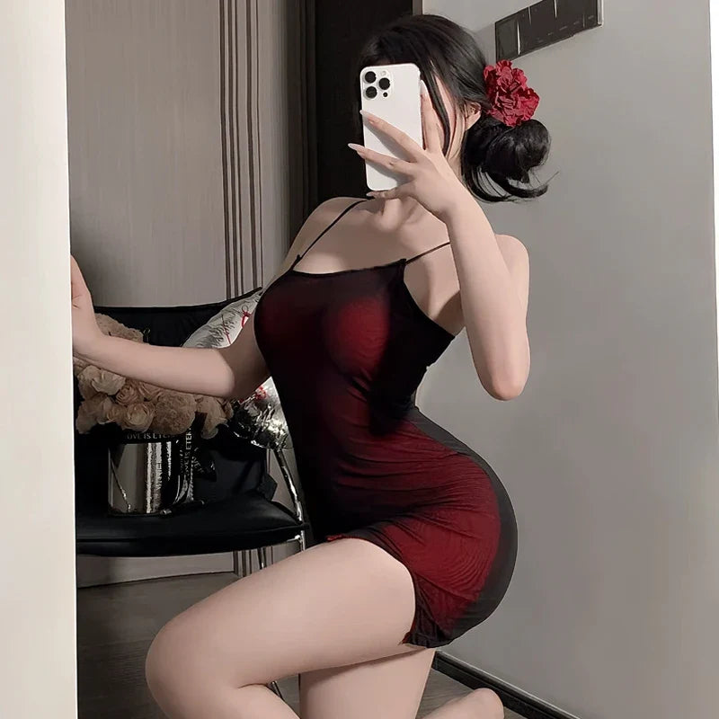 Mesh Wrapped Buttocks Sexy Dress Tight And Sexy Secretary S Short Skirt Pajamas