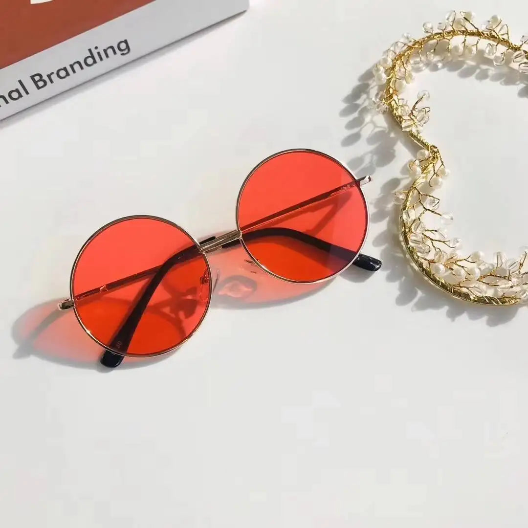 2025  Children's 2-8 Years Old Baby Glasses British Style Metal Sunglasses Sun Visors Sunglasses New Round Frame