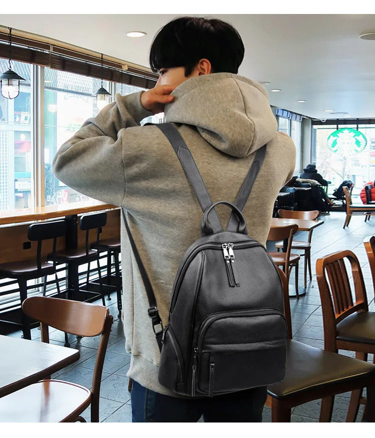 Genuine Leather Women's backpack New Fashion Trendy Soft cowhide backpack for lady large capacity travel commuting backpack