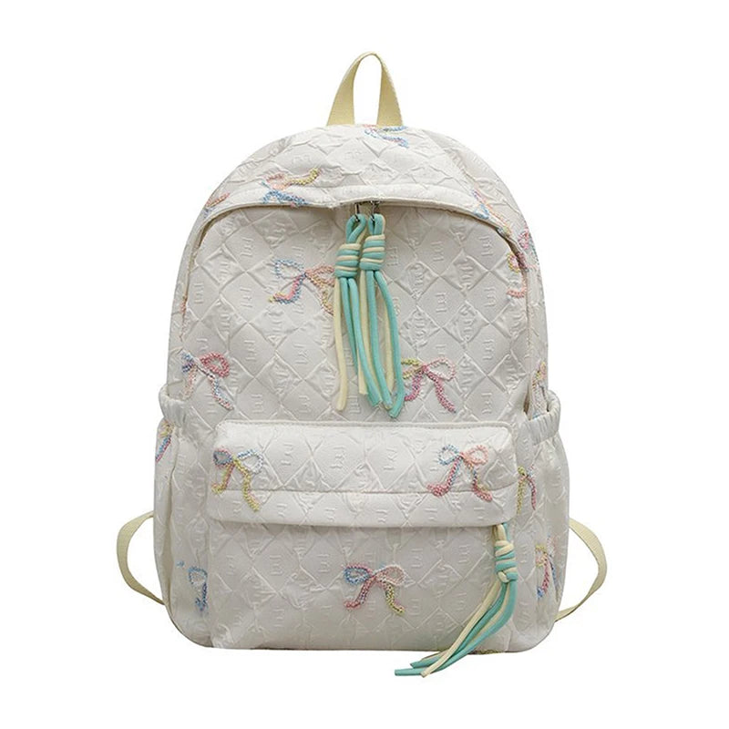 Versatile Junior High School Student Travel Laptop Backpack Cute Schoolbag Female Middle School Student Fashion Bowknot Backpack