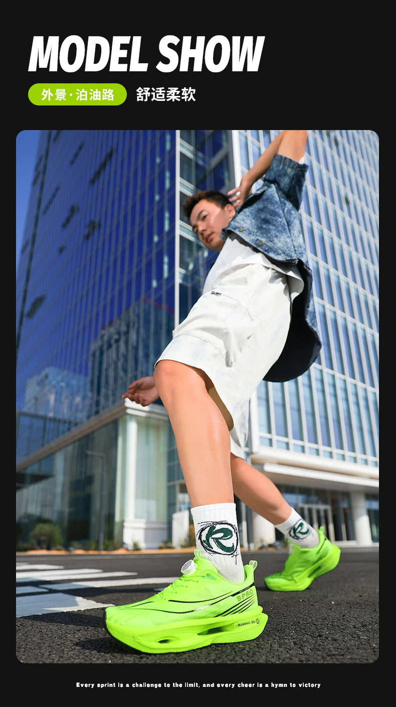 Men Running Shoes Carbon Plate Speciality Marathon Sports Breathable Lightweight Women's Comfortable Nonskid Leisure Sneakers