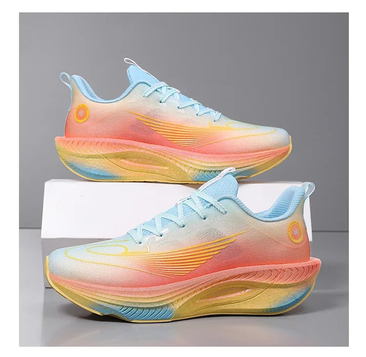 Unisex Breathable Mesh Running Shoes Lightweight Shock Absorption Carbon Plate Casual Versatile Sports Sneakers for Couples