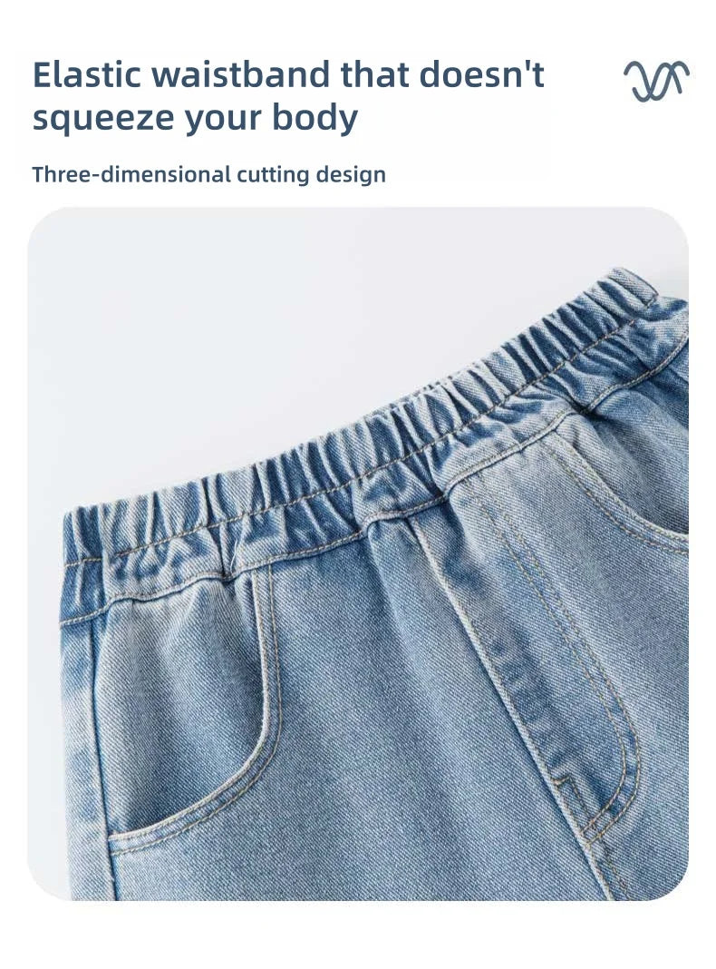 Girls Bootcut Jeans Kids Straight Denim Pants With Heart Embroidery Decoration Children Spring Autumn Stylish Durable Trousers
